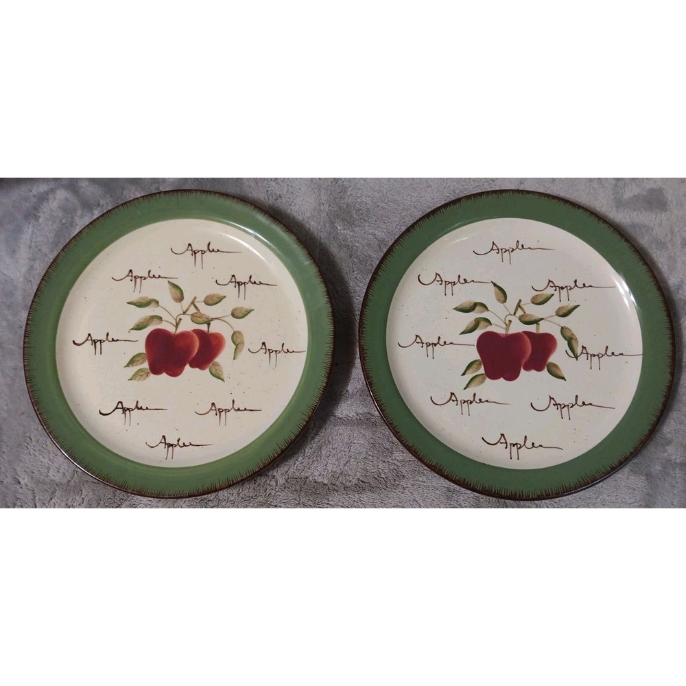 2 Home‎ Interiors Apple Orchard Salad Plates 8" Diameter Handpainted Earthenware